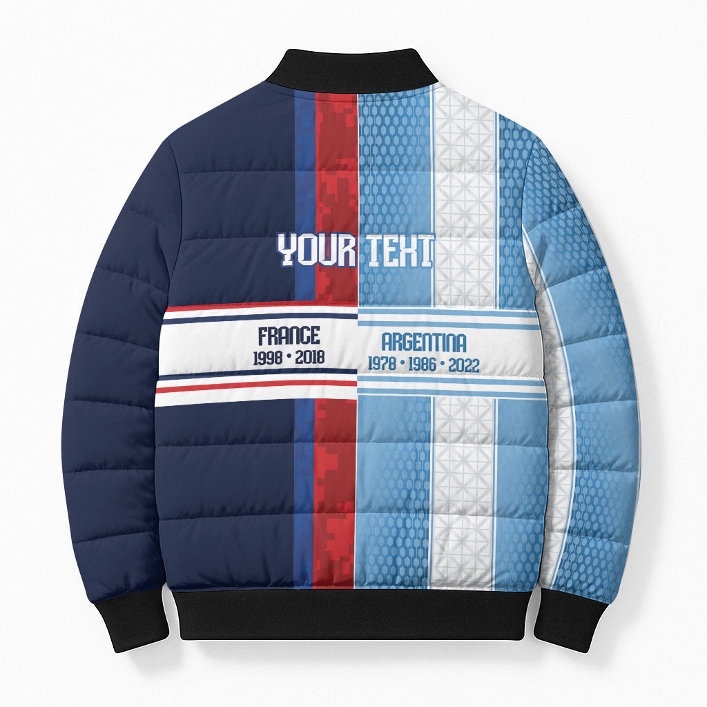 Argentina France World Final Football Personalized Bomber Puffer Jacket Two Nations Five Stars One Trophy
