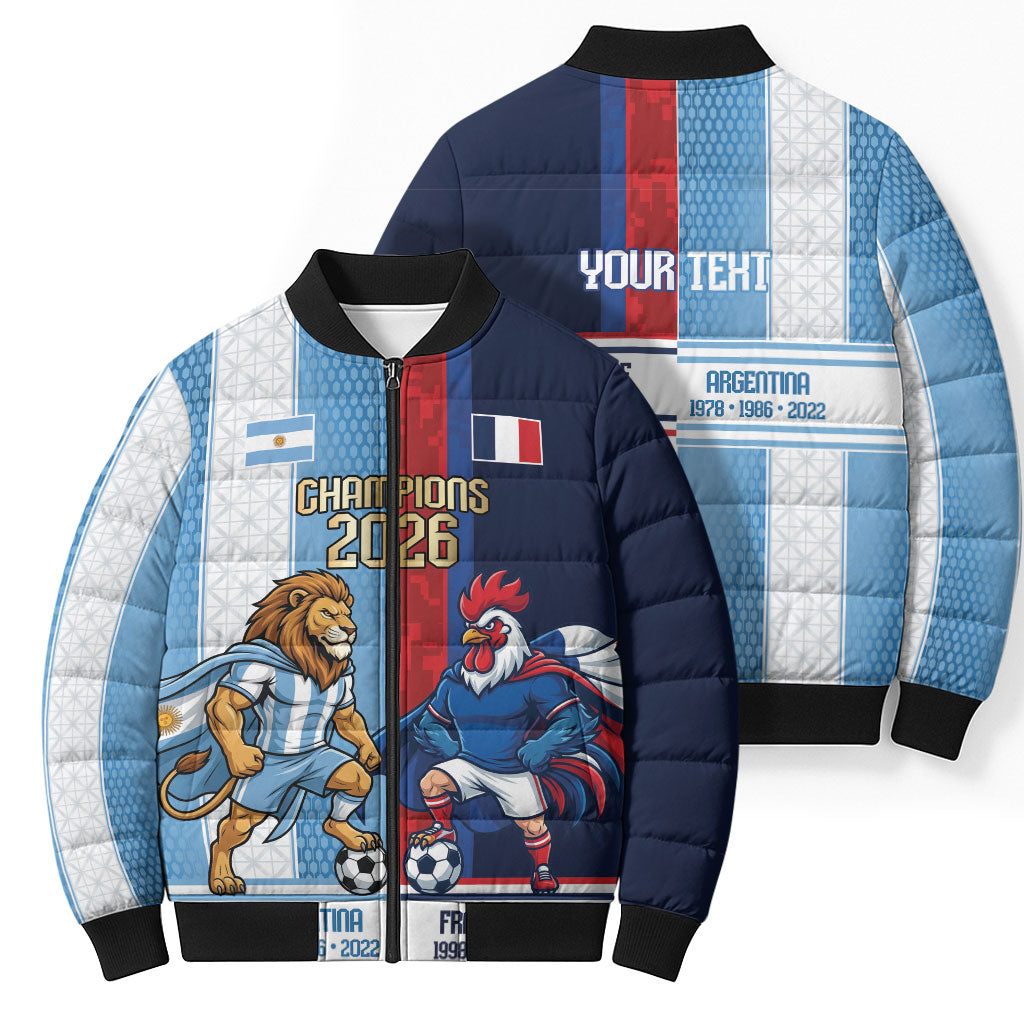 Argentina France World Final Football Personalized Bomber Puffer Jacket Two Nations Five Stars One Trophy