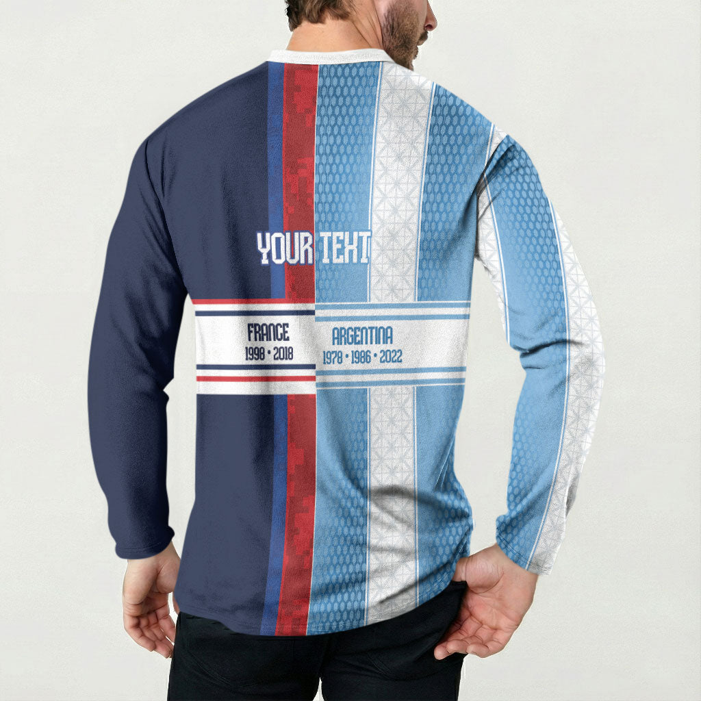 Argentina France World Final Football Personalized Button Sweatshirt Two Nations Five Stars One Trophy