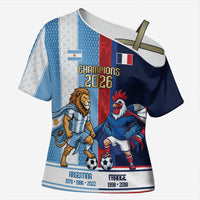 Argentina France World Final Football Personalized Cross Shoulder Shirt Two Nations Five Stars One Trophy