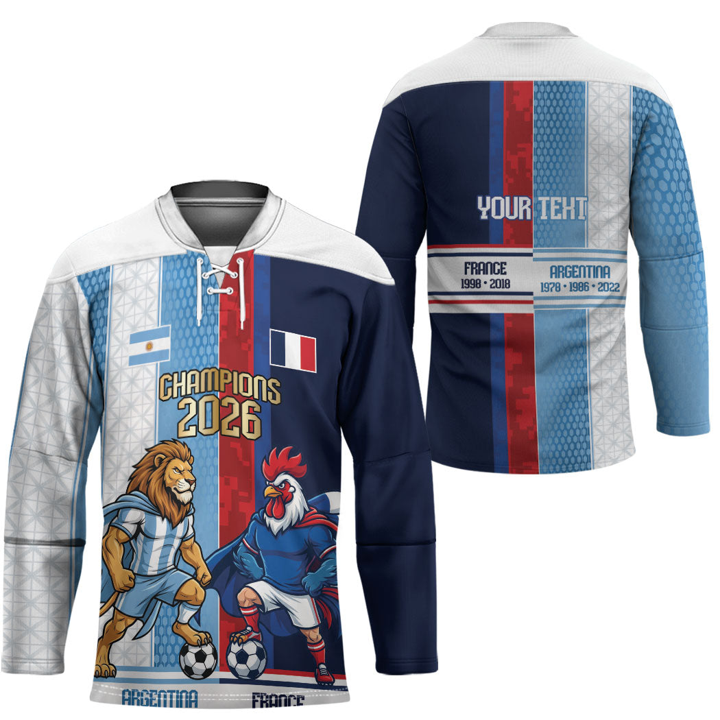 Argentina France World Final Football Personalized Hockey Jersey Two Nations Five Stars One Trophy