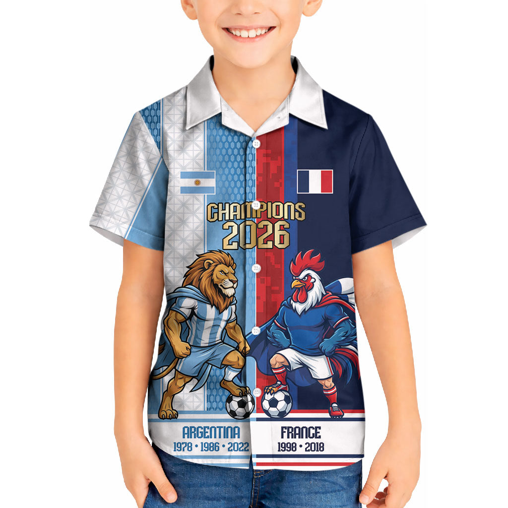 Argentina France World Final Football Personalized Kid Hawaiian Shirt Two Nations Five Stars One Trophy