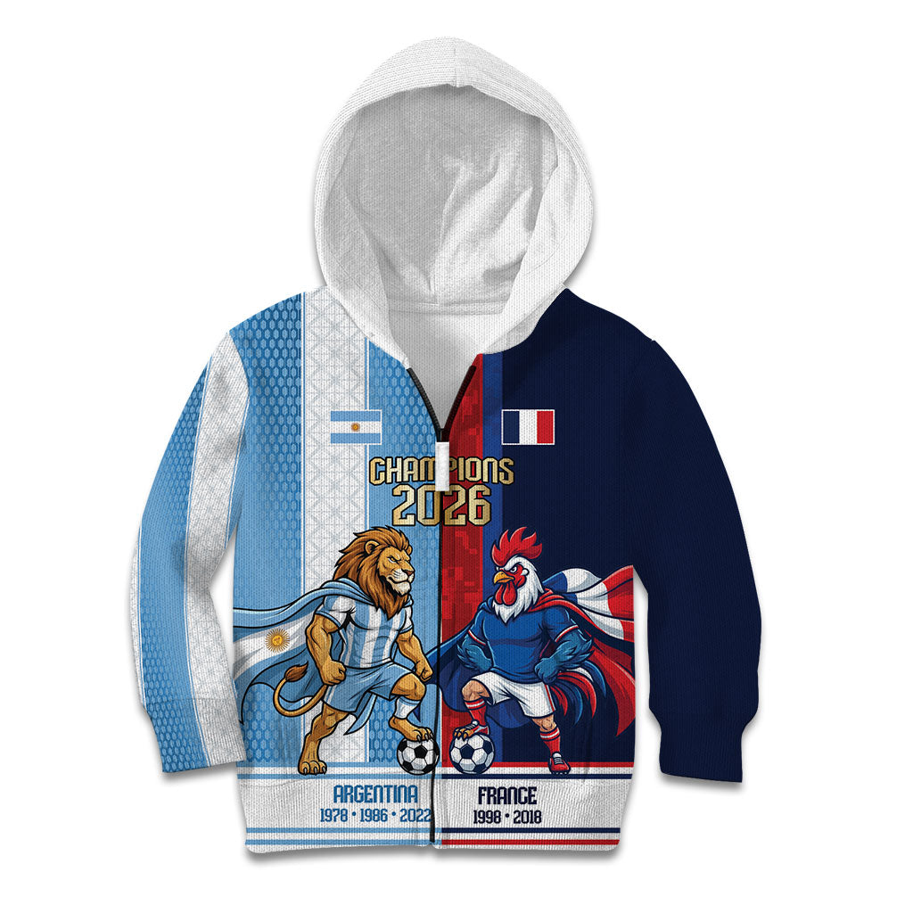 Argentina France World Final Football Personalized Kid Hoodie Two Nations Five Stars One Trophy