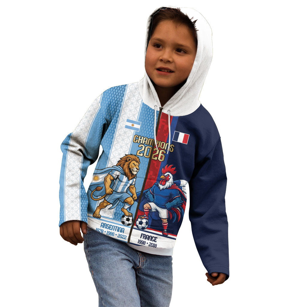 Argentina France World Final Football Personalized Kid Hoodie Two Nations Five Stars One Trophy