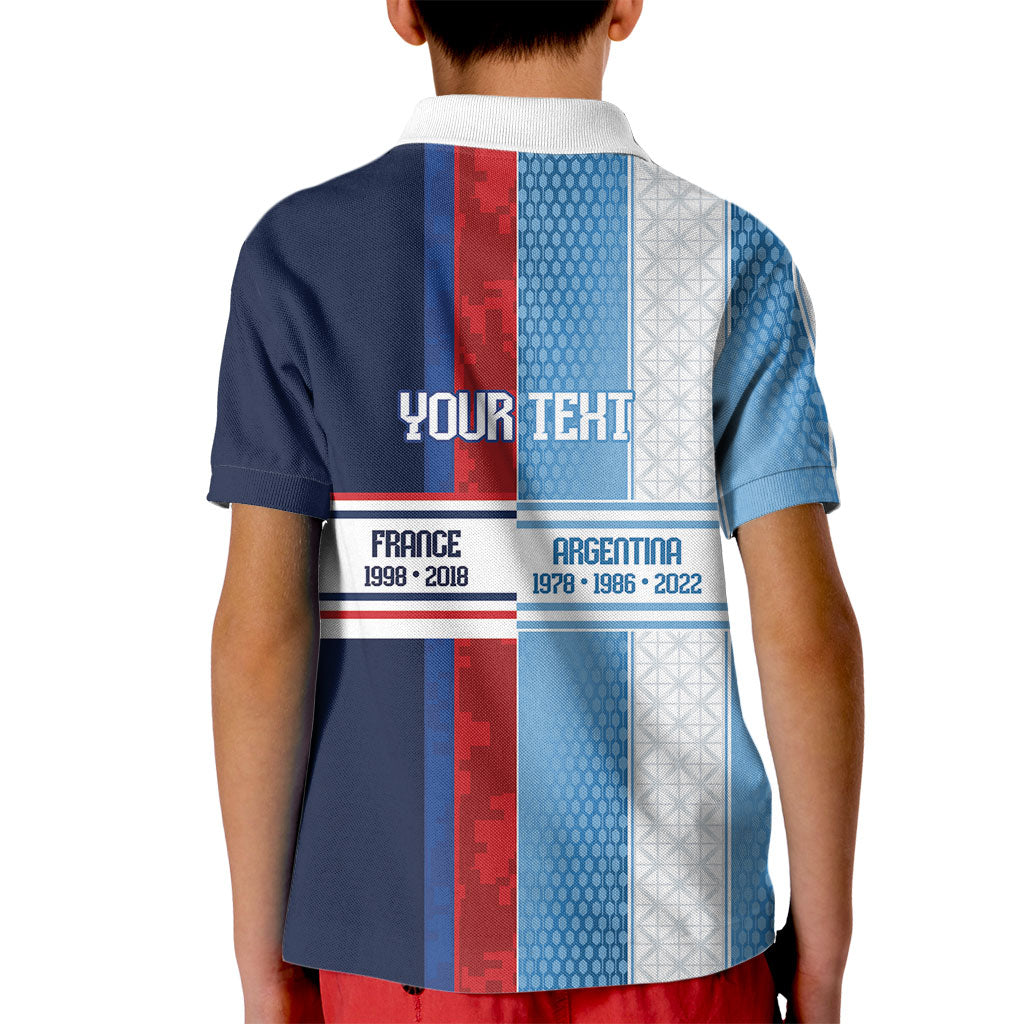 Argentina France World Final Football Personalized Kid Polo Shirt Two Nations Five Stars One Trophy