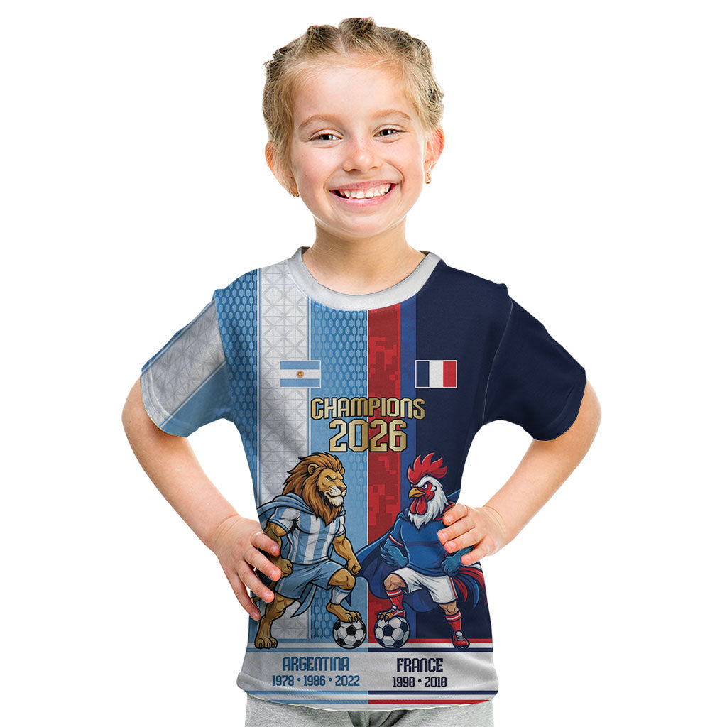 Argentina France World Final Football Personalized Kid T Shirt Two Nations Five Stars One Trophy