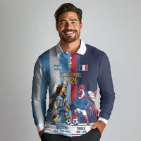 Argentina France World Final Football Personalized Long Sleeve Polo Shirt Two Nations Five Stars One Trophy