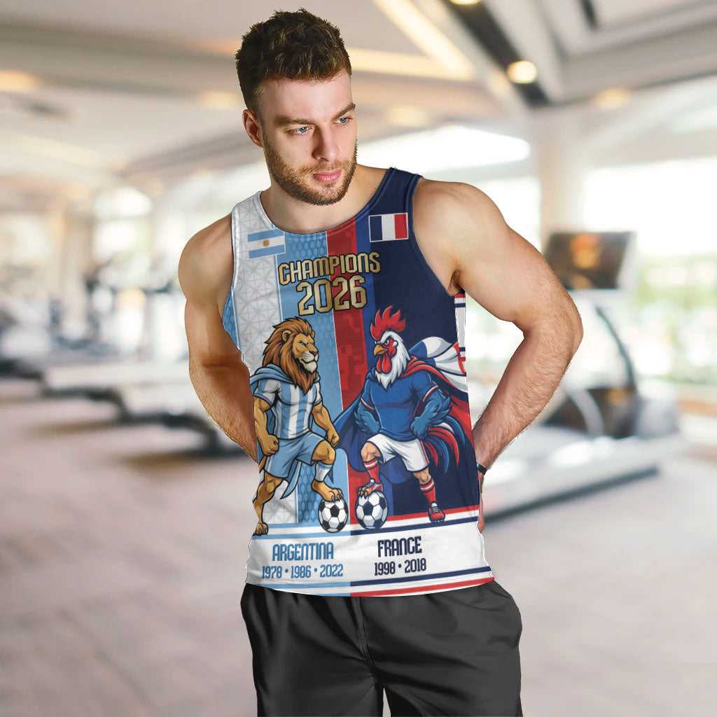 Argentina France World Final Football Personalized Men Tank Top Two Nations Five Stars One Trophy