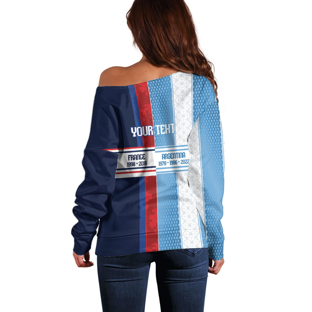 Argentina France World Final Football Personalized Off Shoulder Sweater Two Nations Five Stars One Trophy
