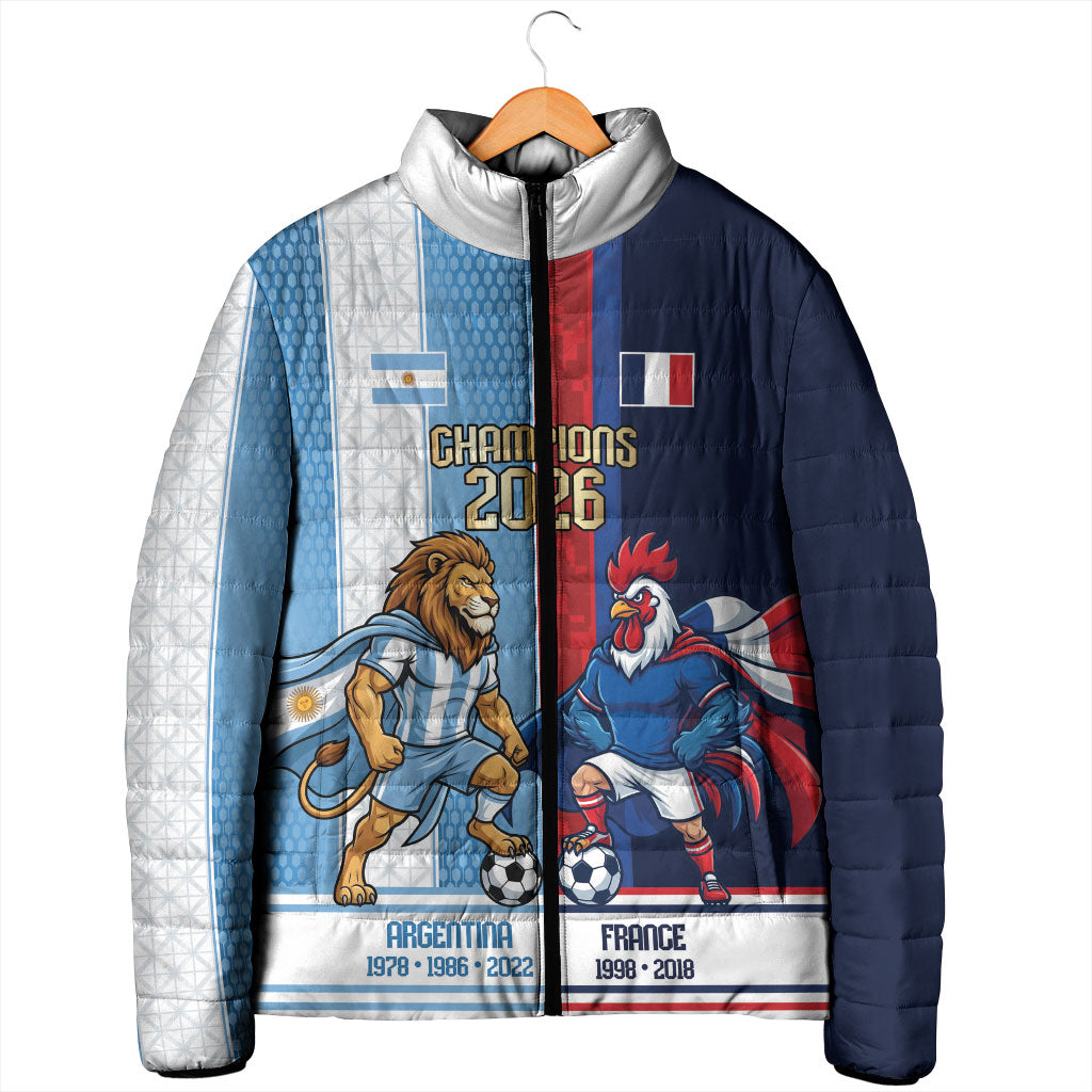 Argentina France World Final Football Personalized Padded Jacket Two Nations Five Stars One Trophy