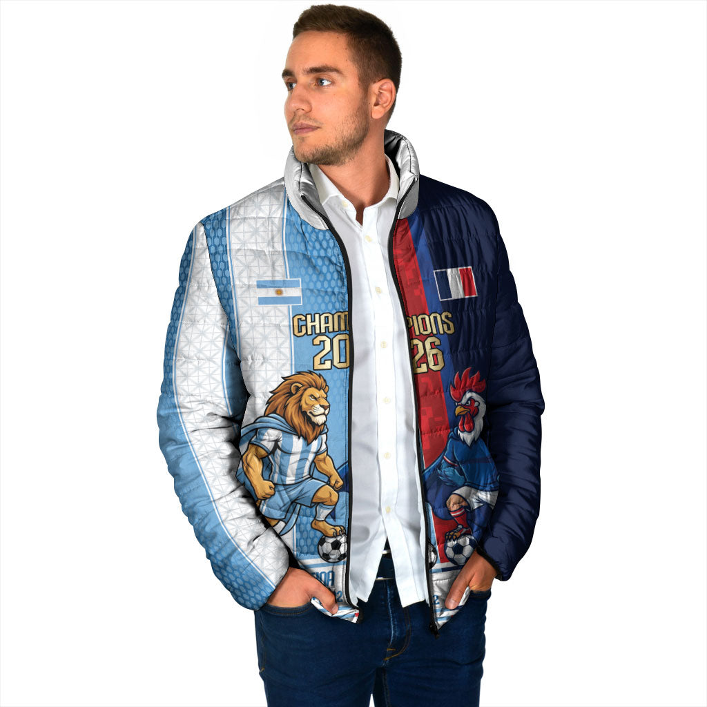 Argentina France World Final Football Personalized Padded Jacket Two Nations Five Stars One Trophy