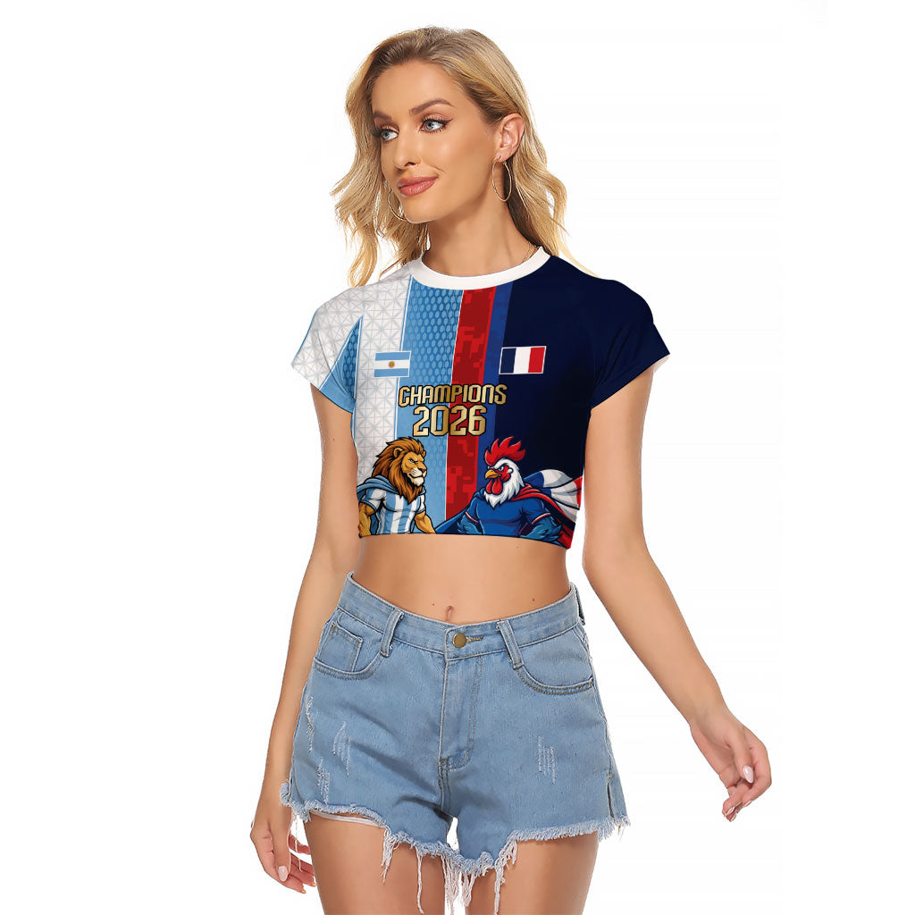 Argentina France World Final Football Personalized Raglan Cropped T Shirt Two Nations Five Stars One Trophy