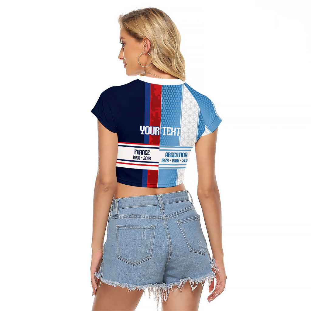 Argentina France World Final Football Personalized Raglan Cropped T Shirt Two Nations Five Stars One Trophy