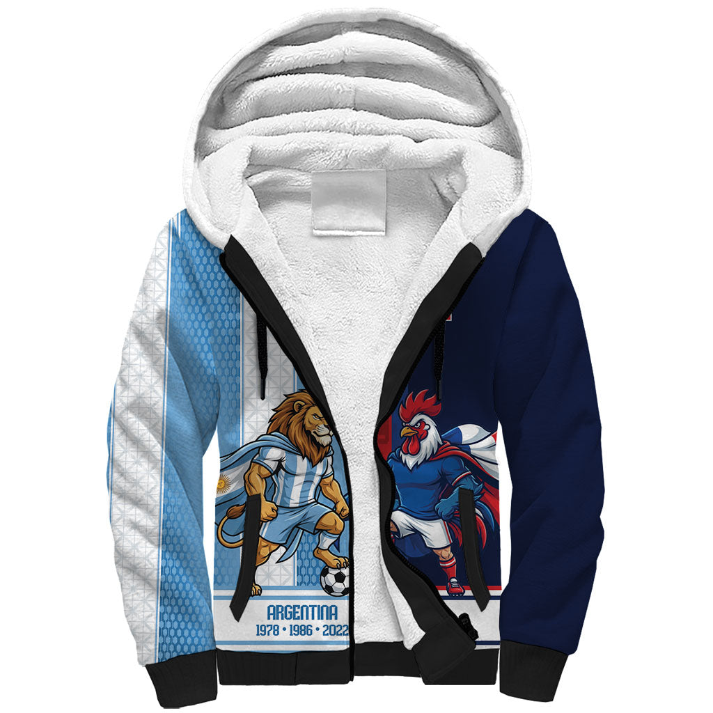 Argentina France World Final Football Personalized Sherpa Hoodie Two Nations Five Stars One Trophy
