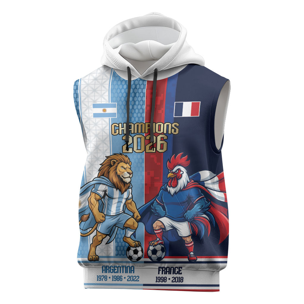 Argentina France World Final Football Personalized Sleeveless Hoodie Two Nations Five Stars One Trophy