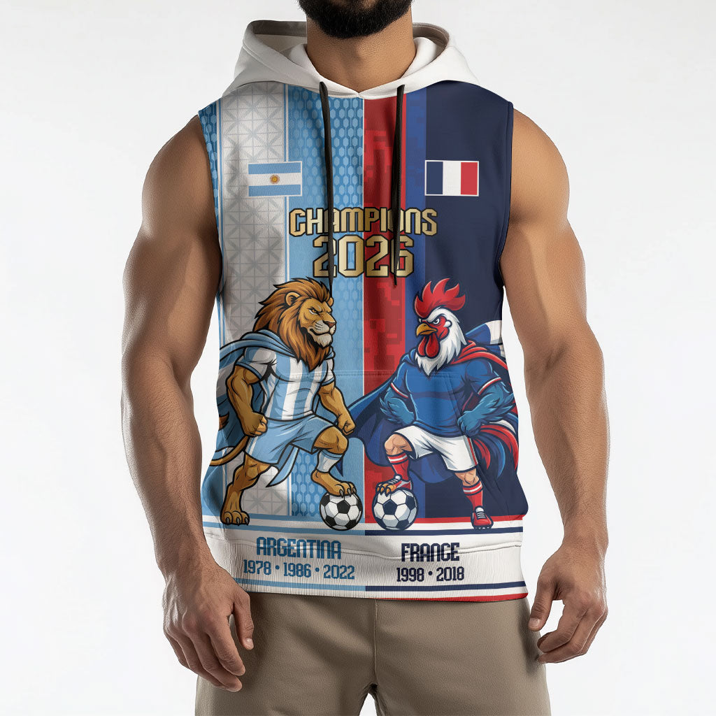 Argentina France World Final Football Personalized Sleeveless Hoodie Two Nations Five Stars One Trophy