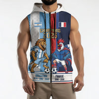 Argentina France World Final Football Personalized Sleeveless Zip Hoodie Two Nations Five Stars One Trophy