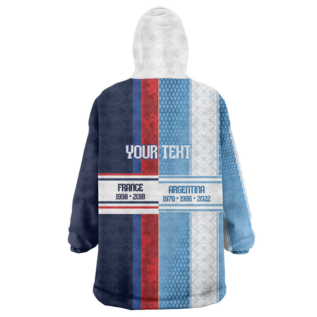 Argentina France World Final Football Personalized Wearable Blanket Hoodie Two Nations Five Stars One Trophy