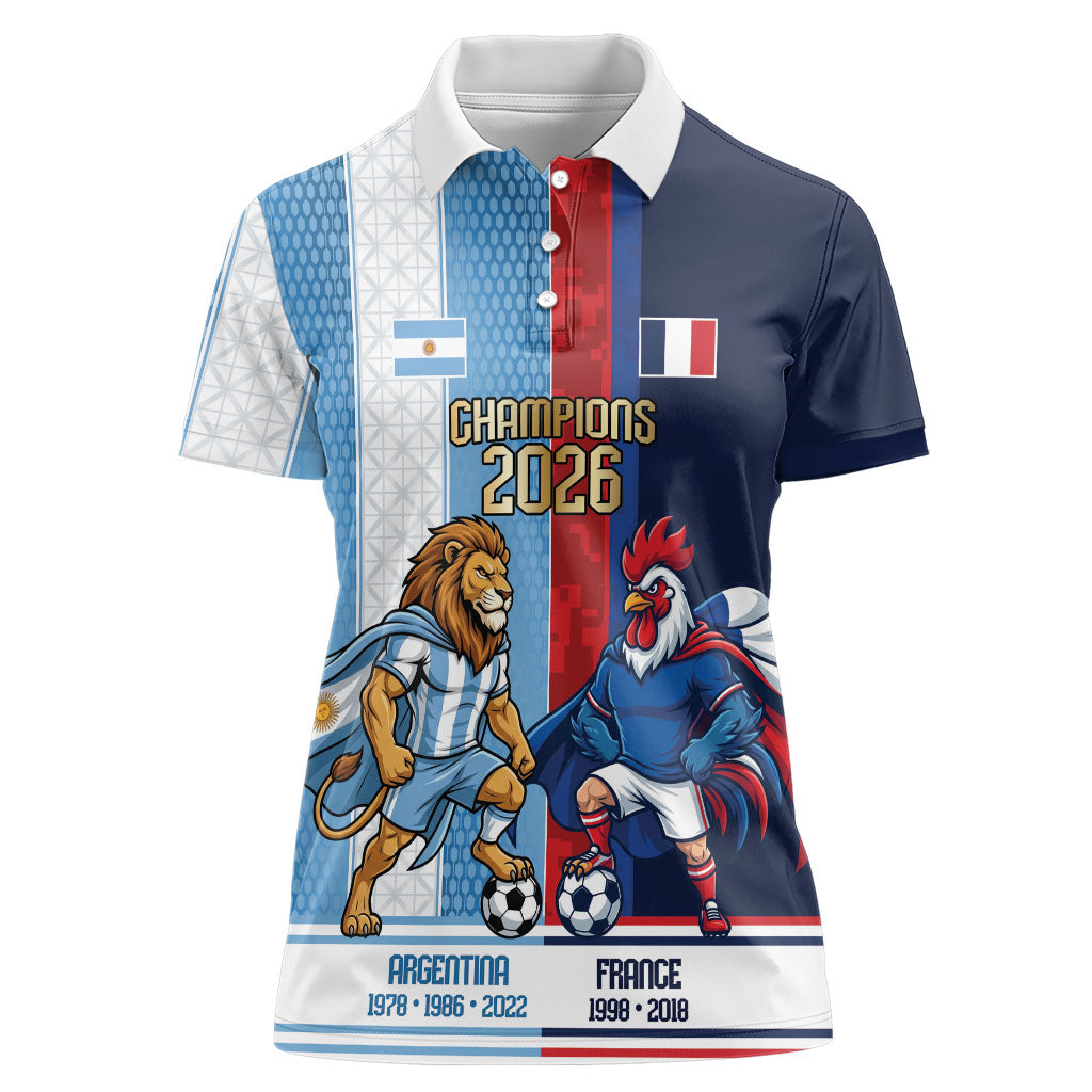 Argentina France World Final Football Personalized Women Polo Shirt Two Nations Five Stars One Trophy