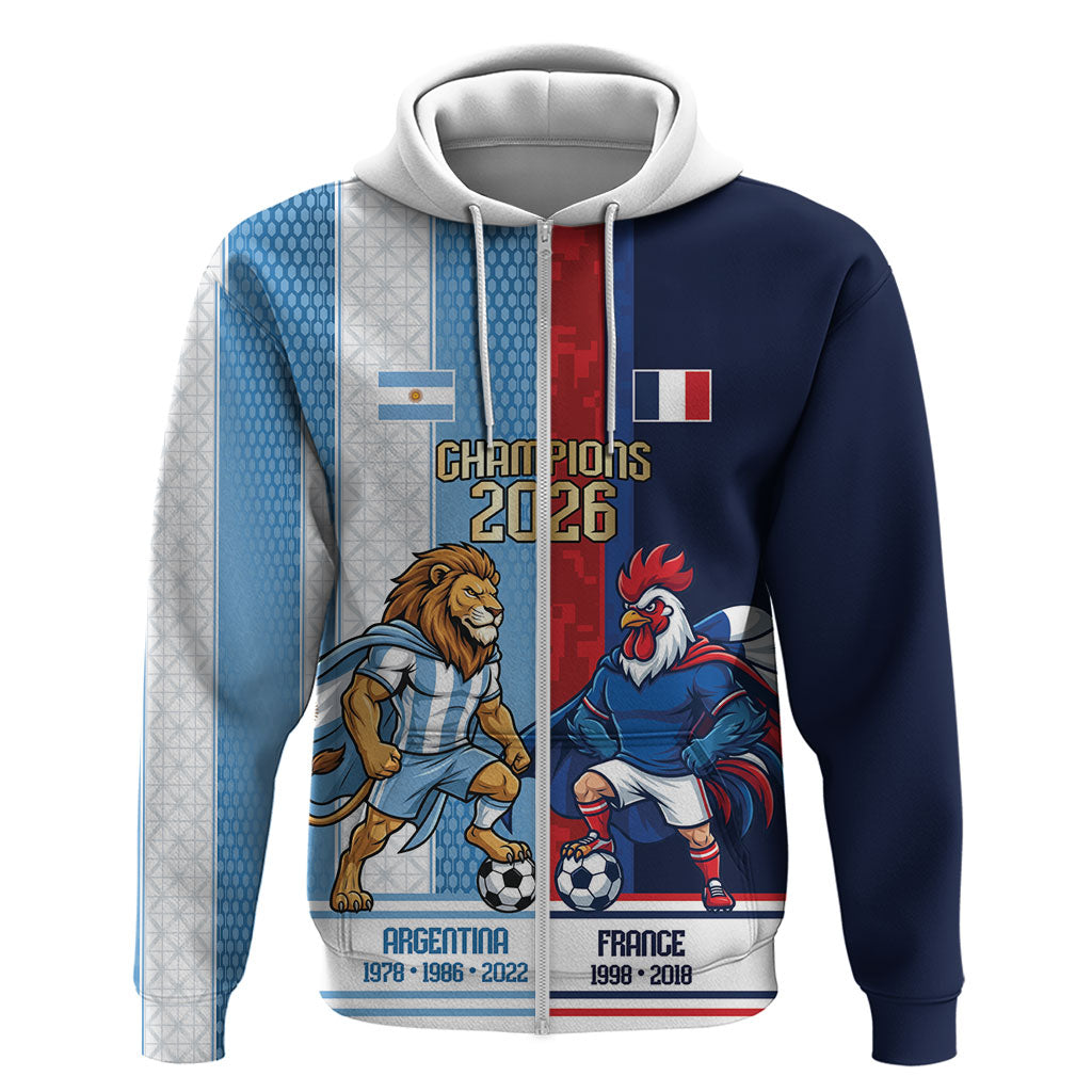 Argentina France World Final Football Personalized Zip Hoodie Two Nations Five Stars One Trophy