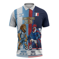 Argentina France World Final Football Personalized Zipper Polo Shirt Two Nations Five Stars One Trophy