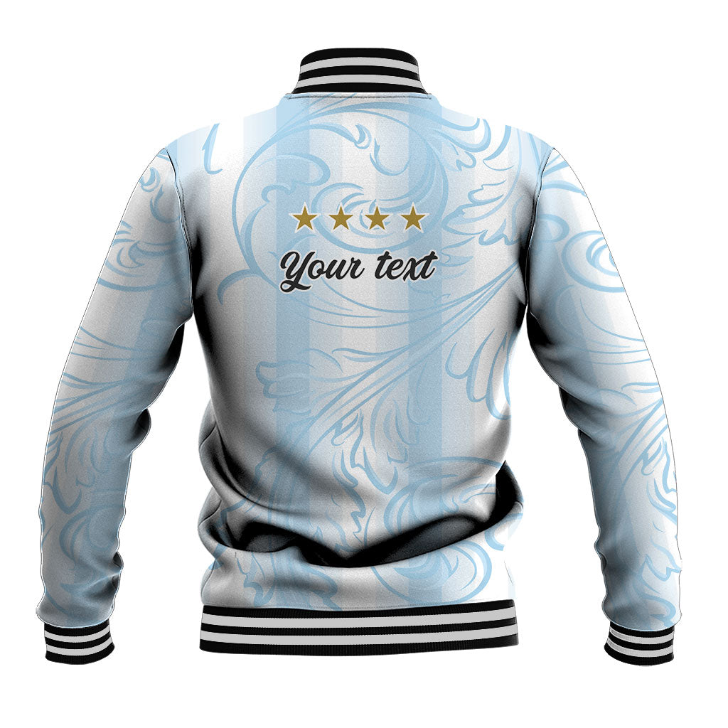 Argentina Campeones del Mundo 2026 Personalized Baseball Jacket Albiceleste Trophy Splash Art Soccer Champion
