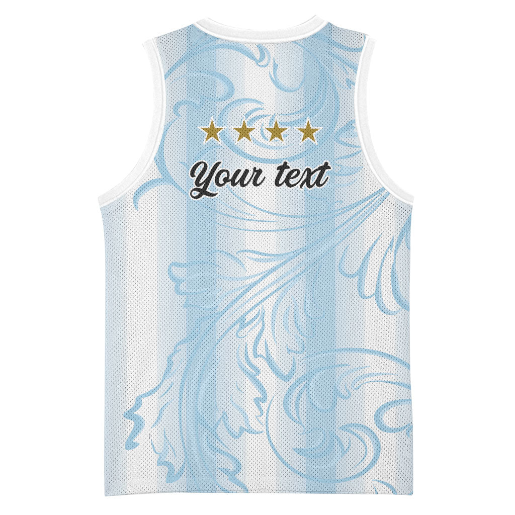 Argentina Campeones del Mundo 2026 Personalized Basketball Jersey Albiceleste Trophy Splash Art Soccer Champion