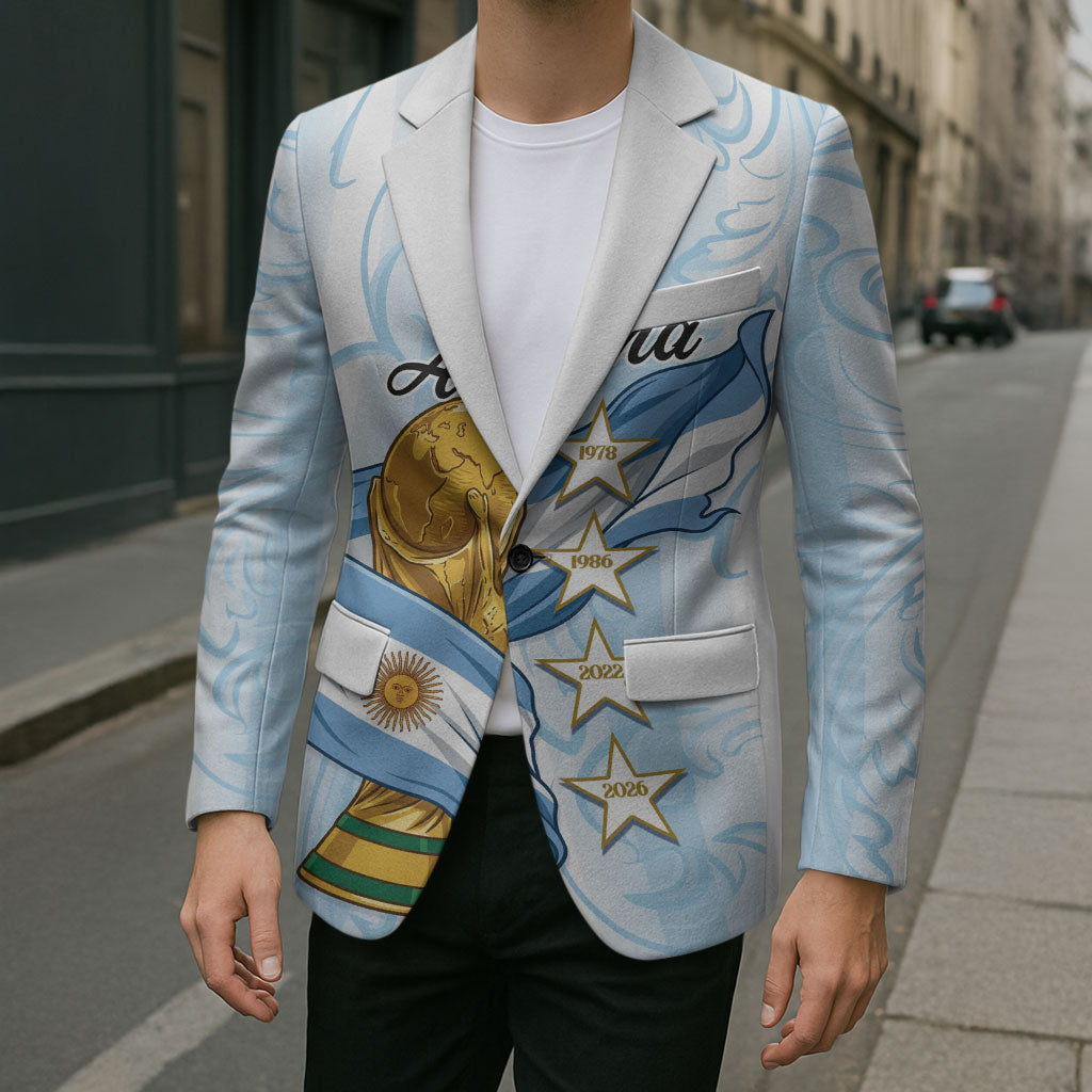 Argentina Campeones del Mundo 2026 Personalized Blazer Albiceleste Trophy Splash Art Soccer Champion