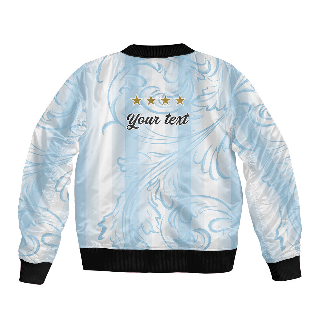 Argentina Campeones del Mundo 2026 Personalized Bomber Jacket Albiceleste Trophy Splash Art Soccer Champion