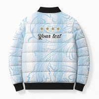 Argentina Campeones del Mundo 2026 Personalized Bomber Puffer Jacket Albiceleste Trophy Splash Art Soccer Champion