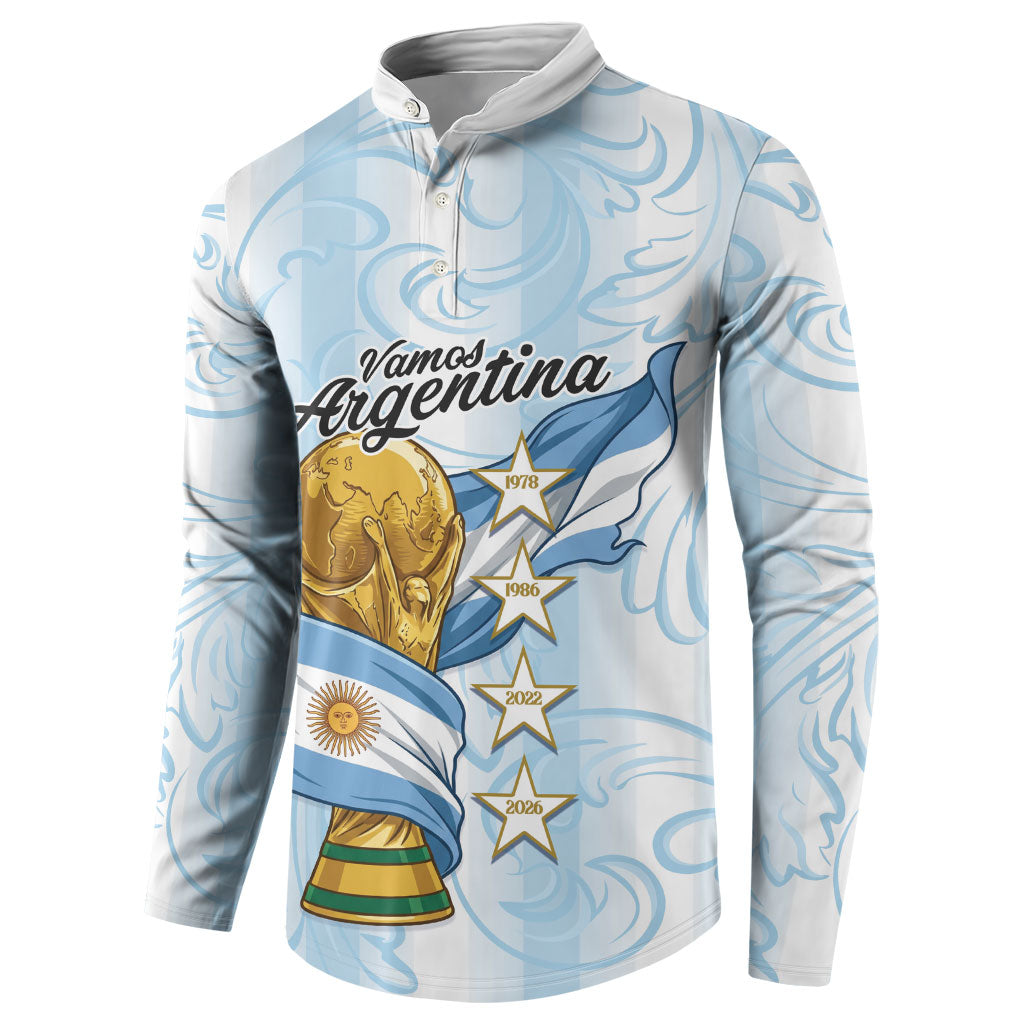 Argentina Campeones del Mundo 2026 Personalized Button Sweatshirt Albiceleste Trophy Splash Art Soccer Champion