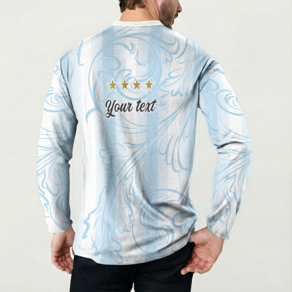 Argentina Campeones del Mundo 2026 Personalized Button Sweatshirt Albiceleste Trophy Splash Art Soccer Champion