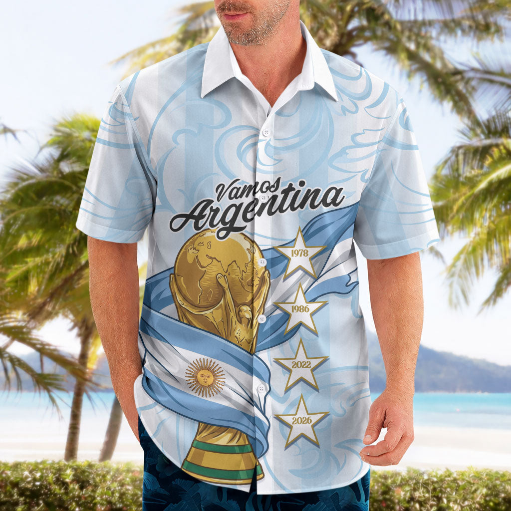 Argentina Campeones del Mundo 2026 Personalized Hawaiian Shirt Albiceleste Trophy Splash Art Soccer Champion