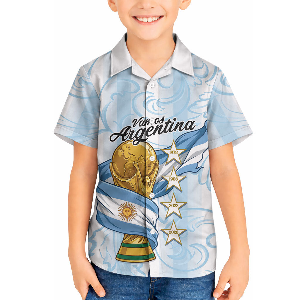 Argentina Campeones del Mundo 2026 Personalized Hawaiian Shirt Albiceleste Trophy Splash Art Soccer Champion