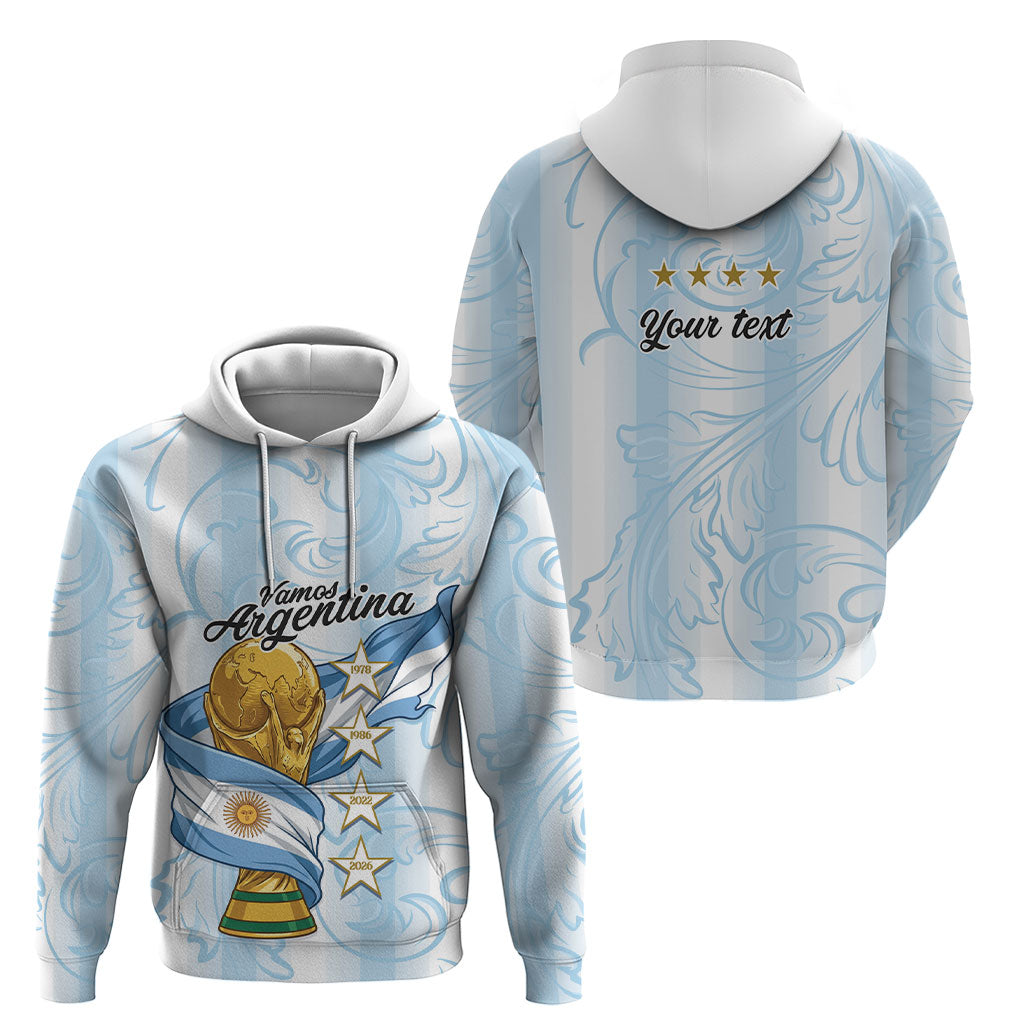 Argentina Campeones del Mundo 2026 Personalized Hoodie Albiceleste Trophy Splash Art Soccer Champion