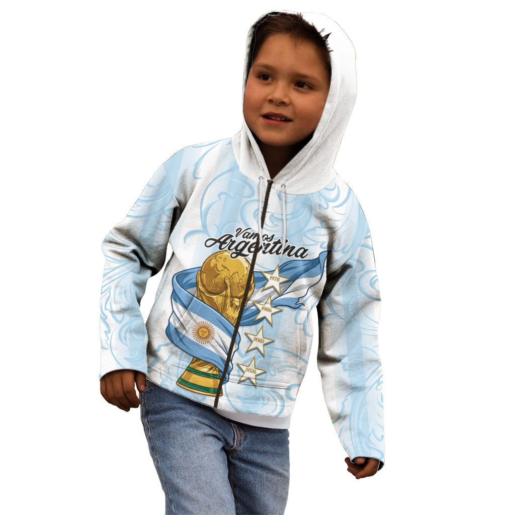 Argentina Campeones del Mundo 2026 Personalized Kid Hoodie Albiceleste Trophy Splash Art Soccer Champion