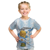 Argentina Campeones del Mundo 2026 Personalized Kid T Shirt Albiceleste Trophy Splash Art Soccer Champion