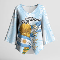 Argentina Campeones del Mundo 2026 Personalized Kimono Sleeve Blouse Albiceleste Trophy Splash Art Soccer Champion
