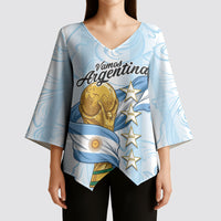 Argentina Campeones del Mundo 2026 Personalized Kimono Sleeve Blouse Albiceleste Trophy Splash Art Soccer Champion