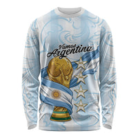 Argentina Campeones del Mundo 2026 Personalized Long Sleeve Shirt Albiceleste Trophy Splash Art Soccer Champion