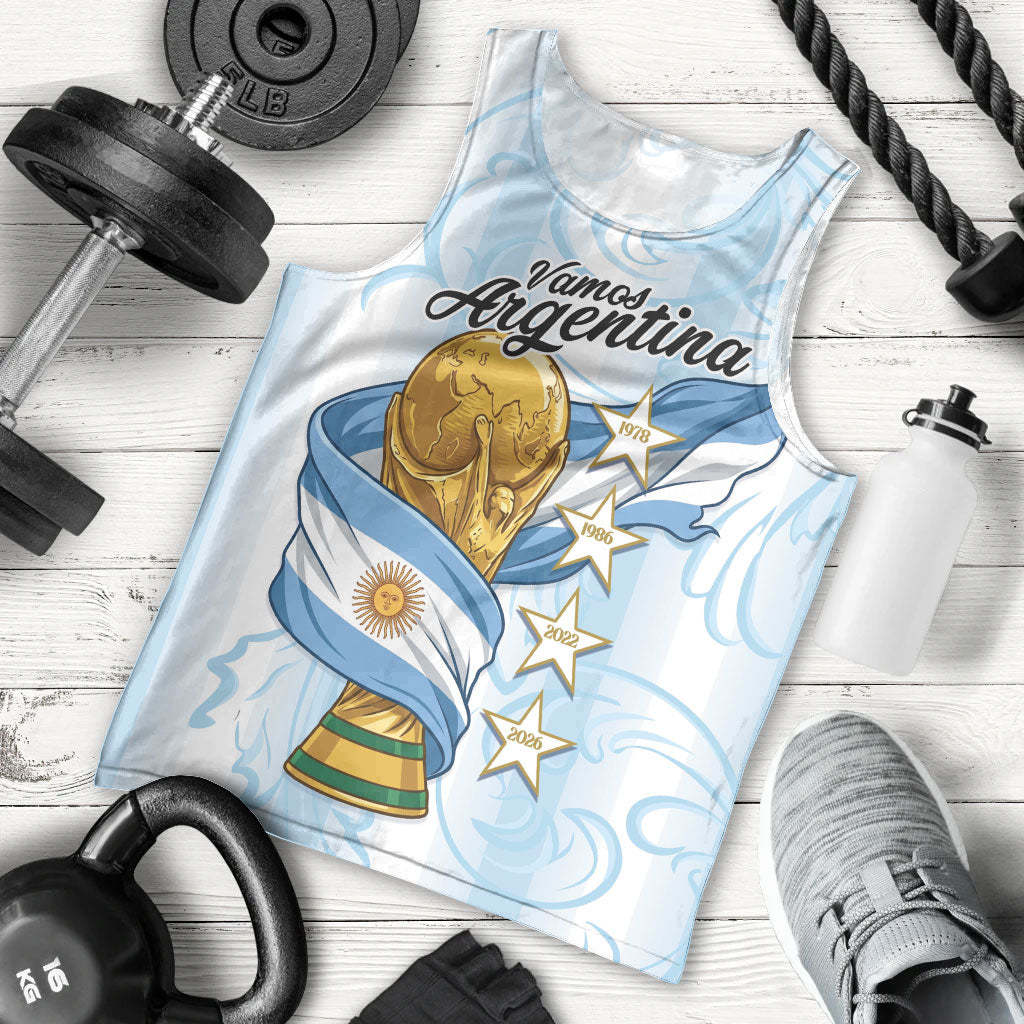 Argentina Campeones del Mundo 2026 Personalized Men Tank Top Albiceleste Trophy Splash Art Soccer Champion