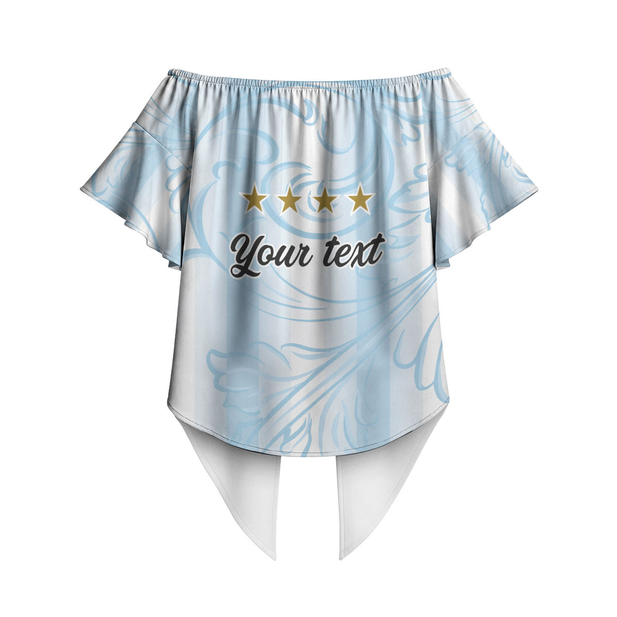 Argentina Campeones del Mundo 2026 Personalized Off Shoulder Wrap Waist Top Albiceleste Trophy Splash Art Soccer Champion