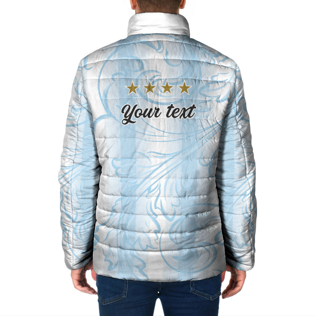 Argentina Campeones del Mundo 2026 Personalized Padded Jacket Albiceleste Trophy Splash Art Soccer Champion