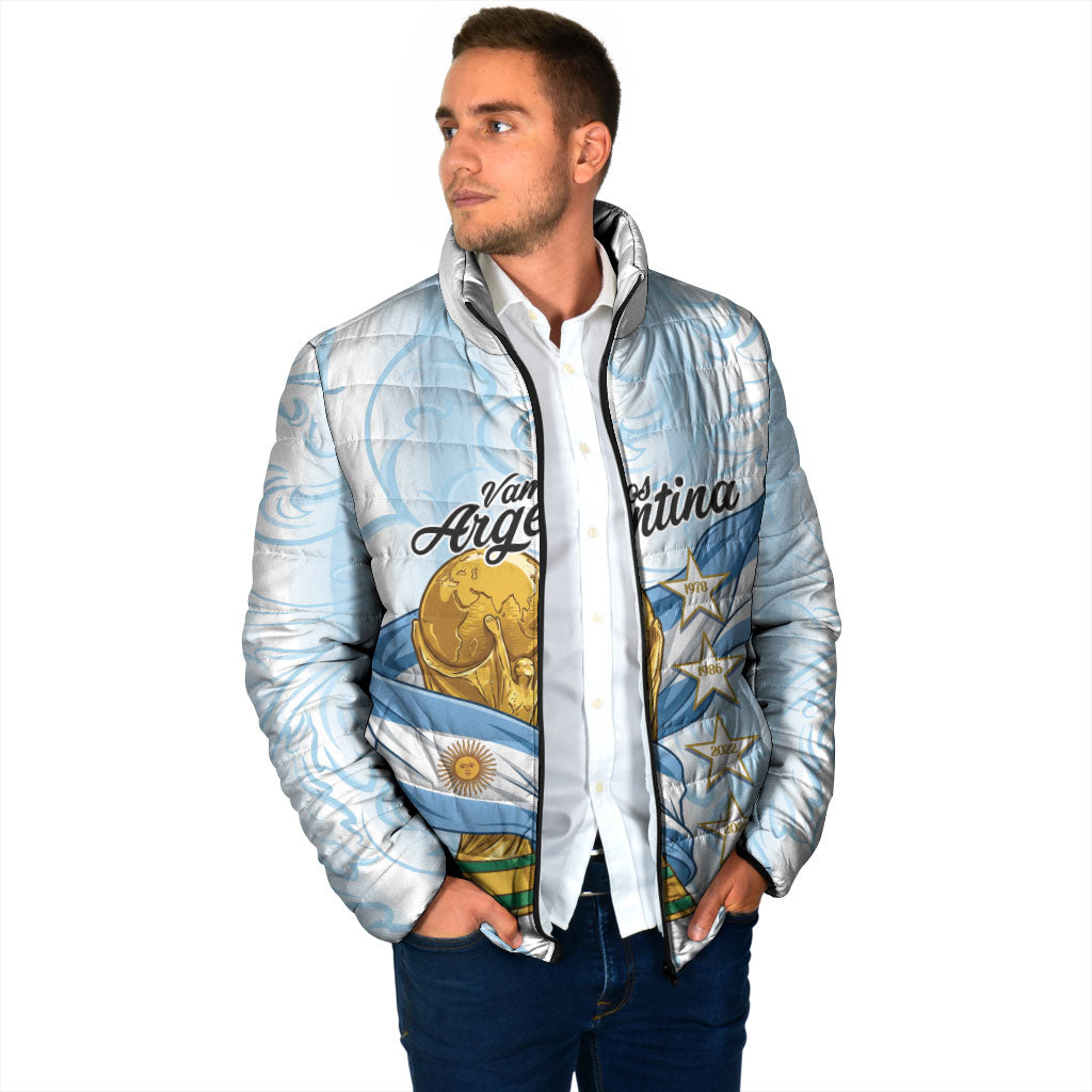 Argentina Campeones del Mundo 2026 Personalized Padded Jacket Albiceleste Trophy Splash Art Soccer Champion