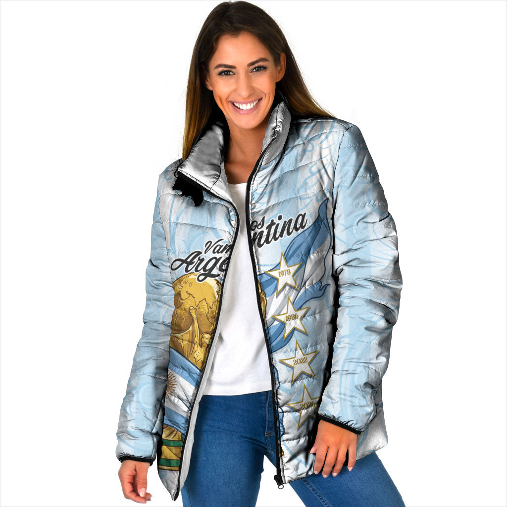 Argentina Campeones del Mundo 2026 Personalized Padded Jacket Albiceleste Trophy Splash Art Soccer Champion