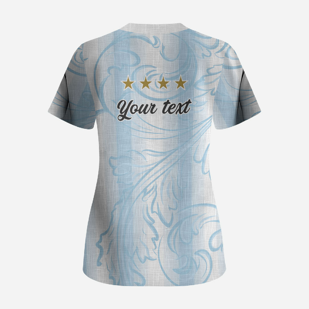 Argentina Campeones del Mundo 2026 Personalized Scrub Top Albiceleste Trophy Splash Art Soccer Champion