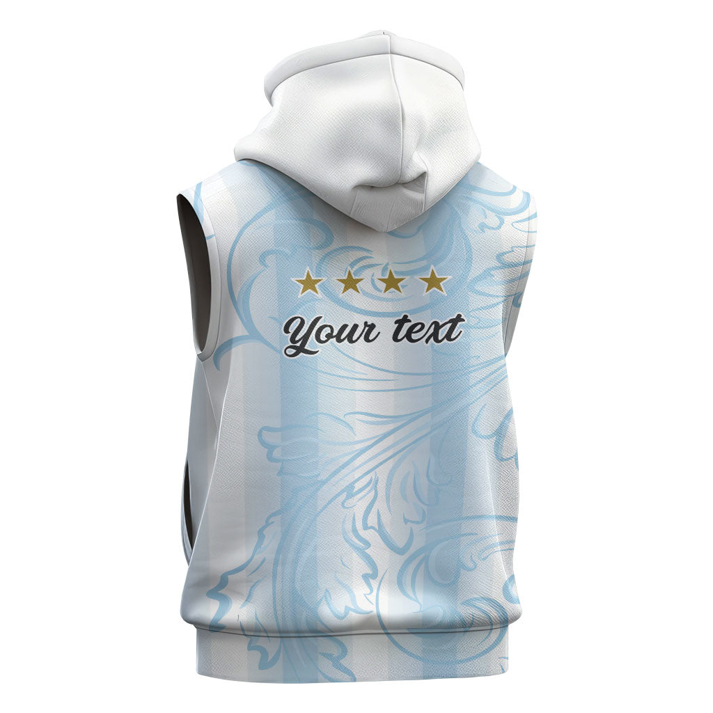 Argentina Campeones del Mundo 2026 Personalized Sleeveless Hoodie Albiceleste Trophy Splash Art Soccer Champion