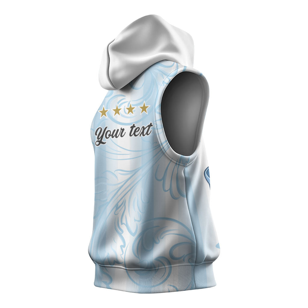 Argentina Campeones del Mundo 2026 Personalized Sleeveless Hoodie Albiceleste Trophy Splash Art Soccer Champion
