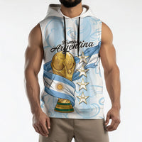 Argentina Campeones del Mundo 2026 Personalized Sleeveless Hoodie Albiceleste Trophy Splash Art Soccer Champion