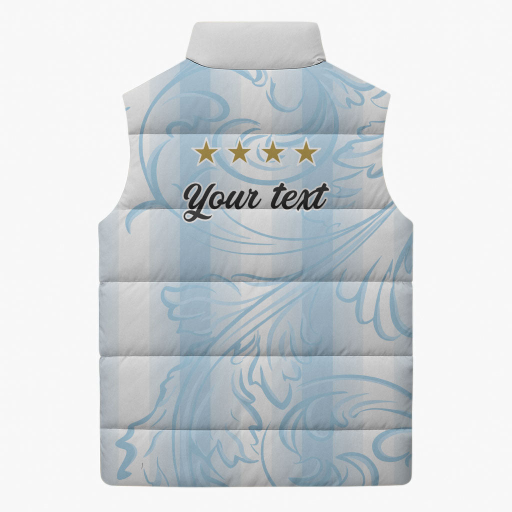 Argentina Campeones del Mundo 2026 Personalized Sleeveless Puffer Jacket Albiceleste Trophy Splash Art Soccer Champion